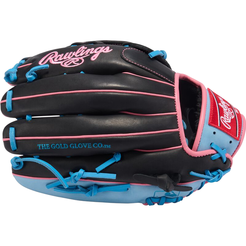 R9 12.75" Pro H-Web, Rawlings R9 12.75" Pro H-Web in Black/Columbia Blue outside small finger