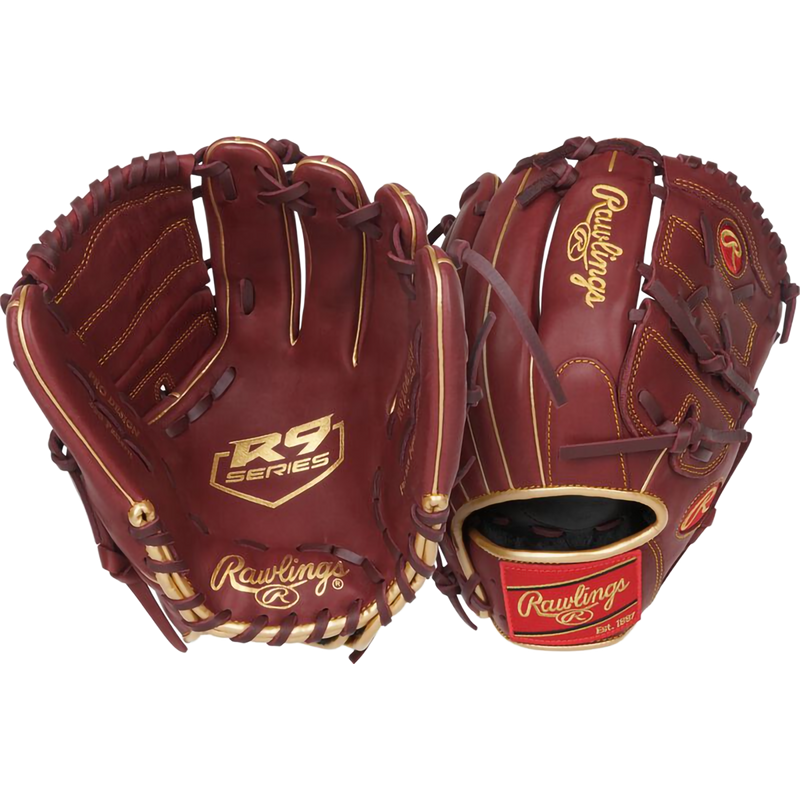 R9 12" Solid Web, Rawlings R9 12" Solid Web in Sherry front and back