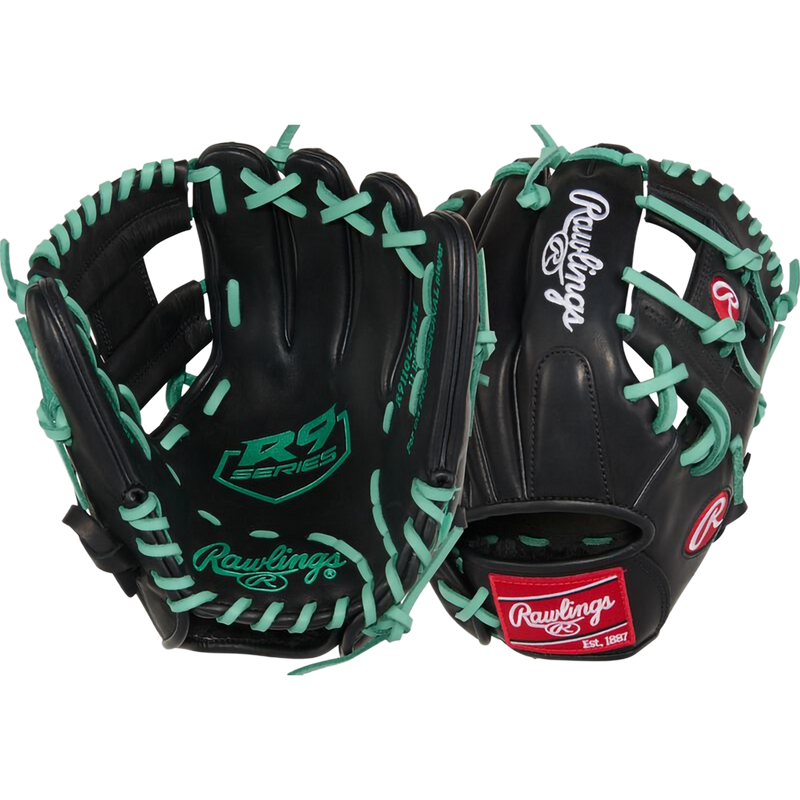 R9 ContourFit - 11" Pro I-Web, Rawlings R9 ContourFit - 11" Pro I-Web in Black/Mint front and back