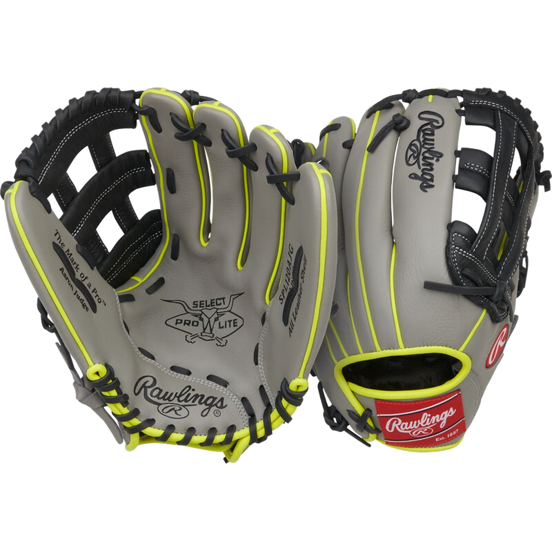 Youth Select Pro Lite Judge 12" H-Web, Rawlings Youth Select Pro Lite Judge 12" H-Web in Grey/Black front and back
