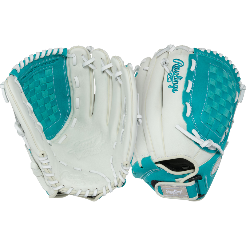 Shut Out Fastpitch - 12.5" Basket Web First Base Glove, Rawlings Shut Out Fastpitch - 12.5" Basket Web First Base Glove Front and Back