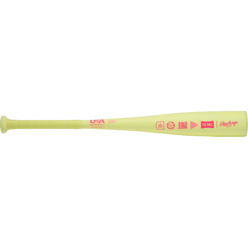 Clout -11 Tee Ball 2 5/8", Rawlings Clout -11 Tee Ball 2 5/8" in Yellow rawlings logo