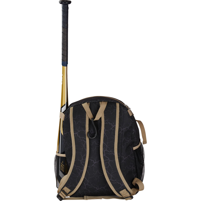 TBall Backpack, Rawlings TBall Backpack in Black back with bat