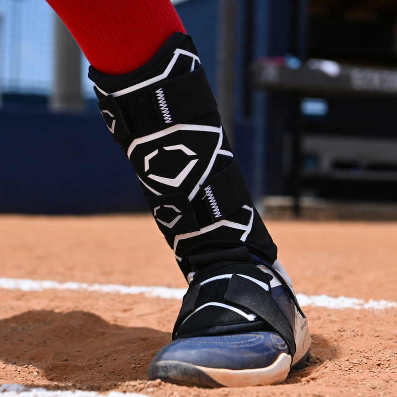Youth SRZ-2 Leg Guard, EvoShield Youth SRZ-2 Leg Guard Lifestyle on player in batters stance