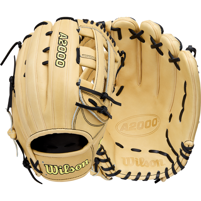 A2000 OF - 12.75" Dual Post Web, Wilson A2000 OF - 12.75" Dual Post Web in Blonde front and back