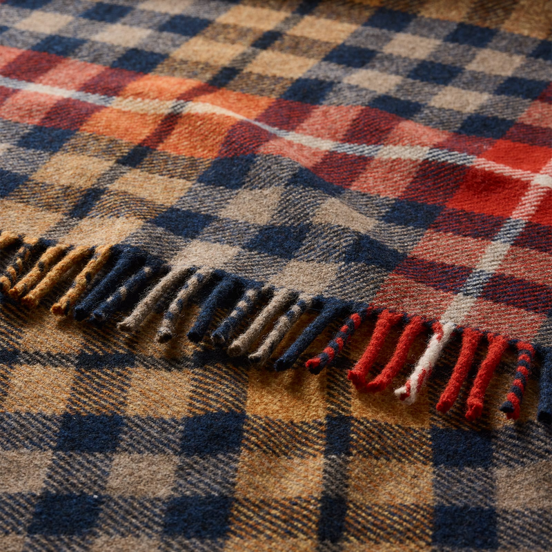 Fireside Throw, Pendleton Fireside Throw in Hickory Navy Rust trim