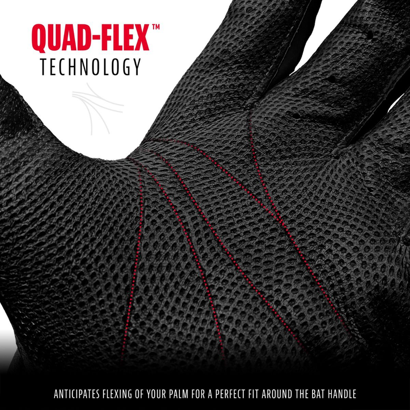 CFX Pro Series Batting Gloves, Franklin Sports CFX Pro Series Batting Gloves in Black quad-flex technology
