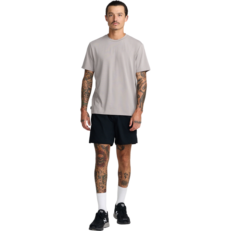 Men's Balance Tee II, Men's RVCA Balance Tee II in Brown Stone full body view on model