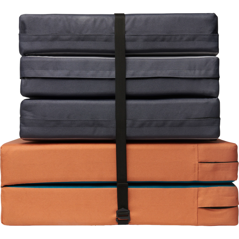 Circuit Z Crash Pad, Black Diamond Circuit Z Crash Pad in 1016-Pewter folded and stacked
