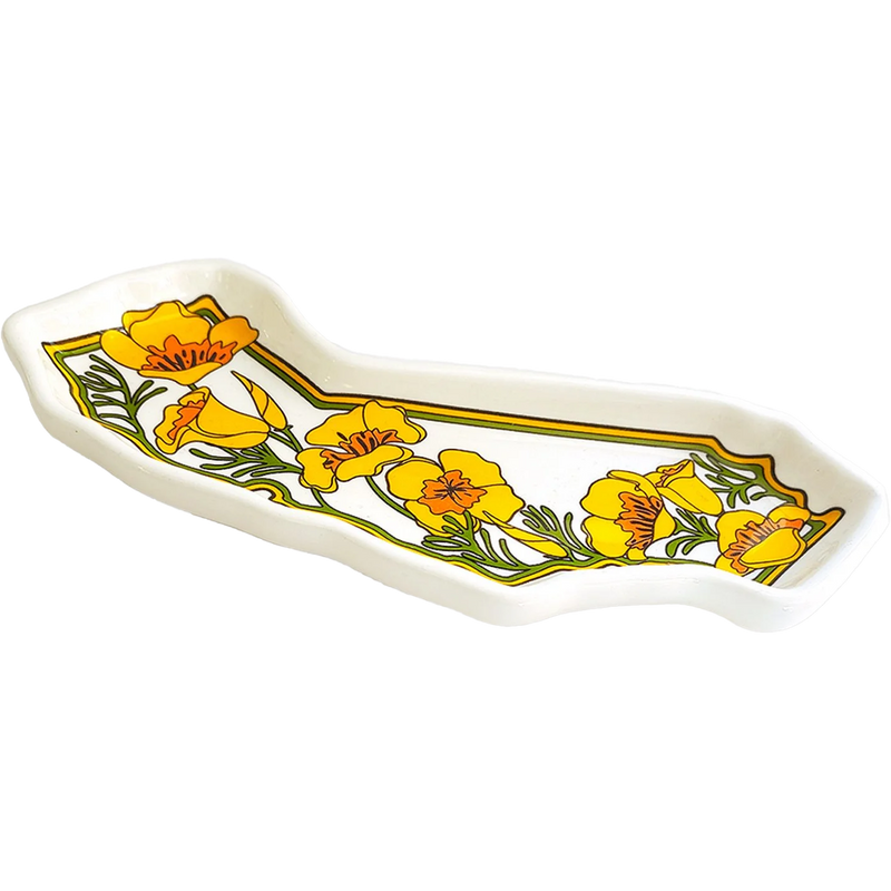 California State with Poppies Trinket Tray, SF Mercantile California State with Poppies Trinket Tray 3/4 View