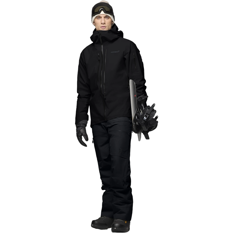 Norrona Lofoten Gore-Tex Pants in Caviar Black full view on model