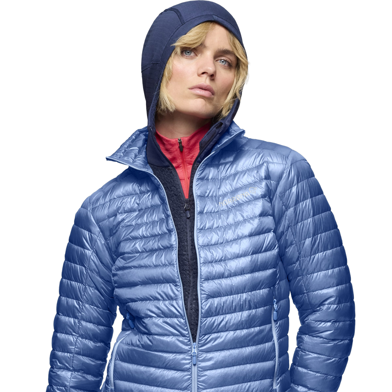 Women's Trollveggen 800 Super Light Jacket, Norrona Women's Trollveggen 800 Super Light Jacket front detail
