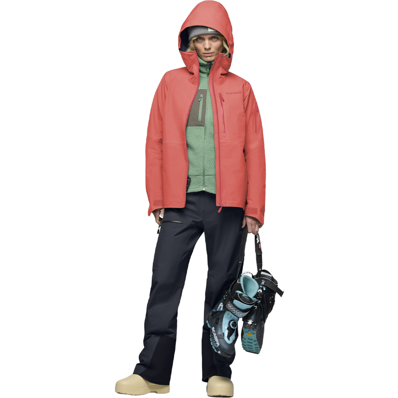 Women's Lofoten Gore-Tex Jacket, Norrona Women's Lofoten Gore-Tex Jacket in Deep Sea Coral on model