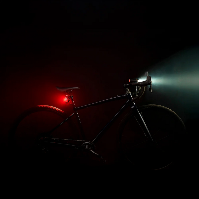 Radar React System Matte Black, Lezyne Radar React System Matte Black front and rear light on bike side view