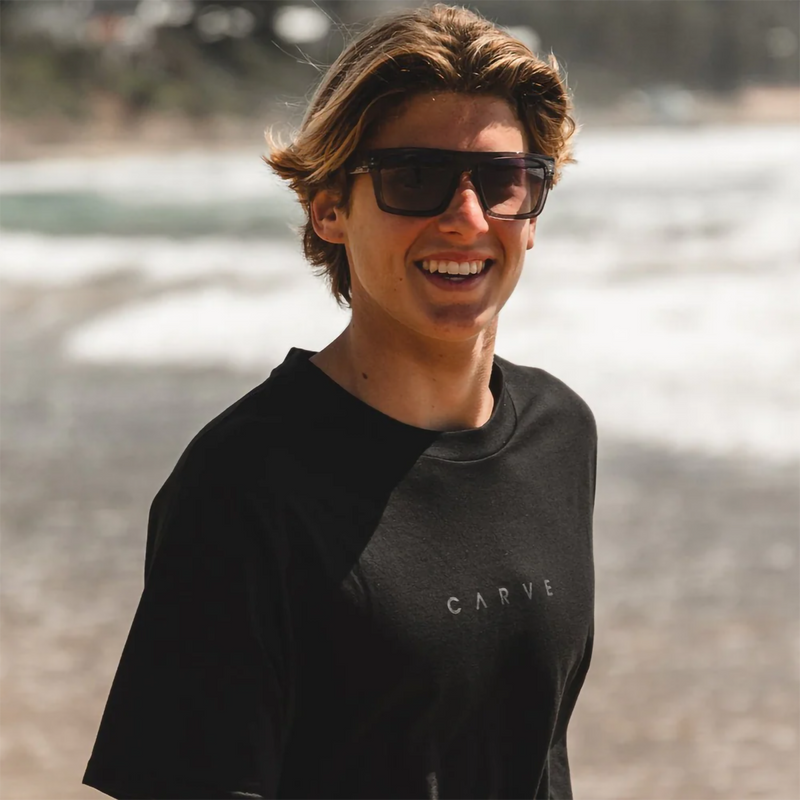 Volley Recycled, Carve Volley Recycled in Gloss Crystal Smoke + Gray Gradient Polarized on model