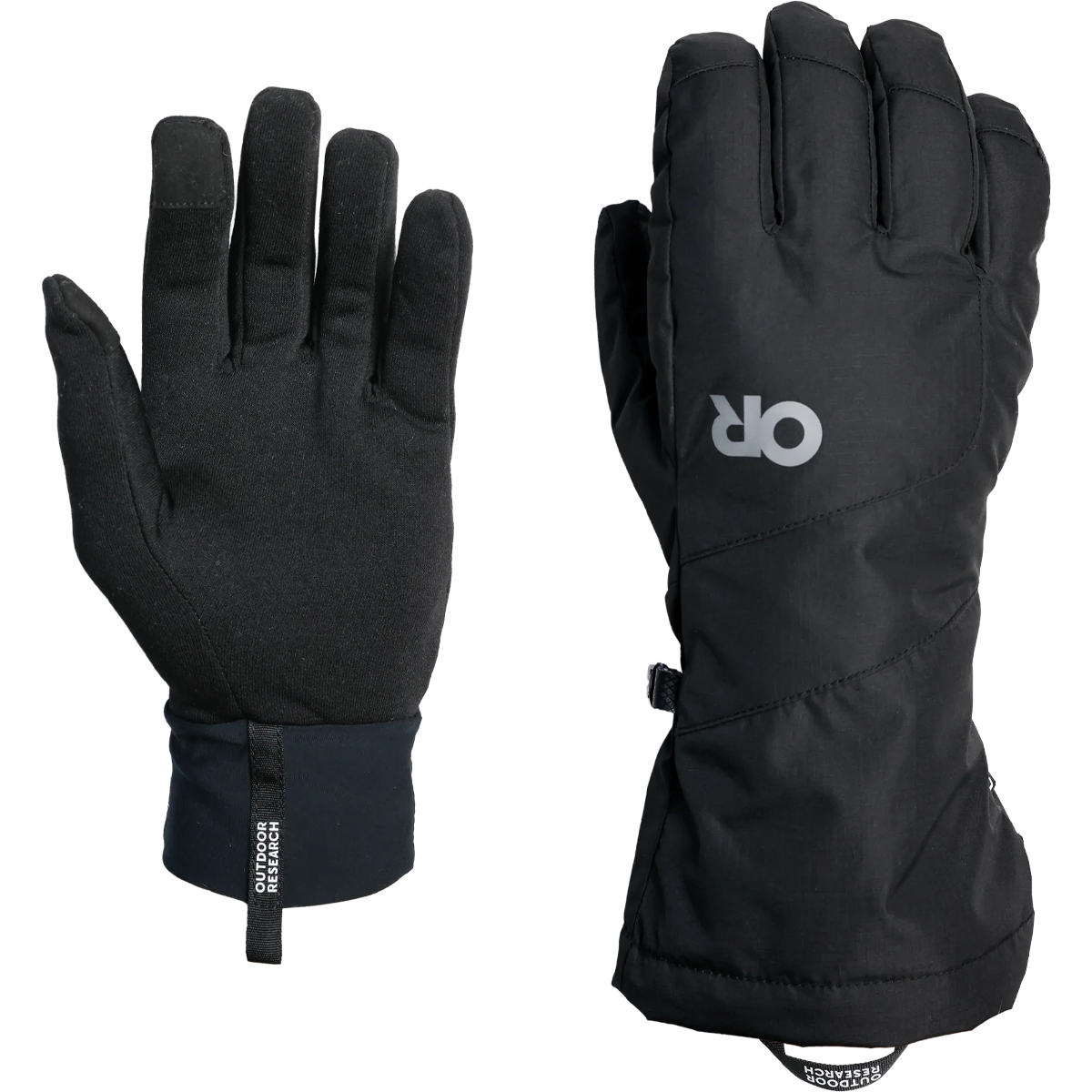 Oregon Research Men's Adrenaline 3-in-1 Gloves in Black with inside liner palm side up