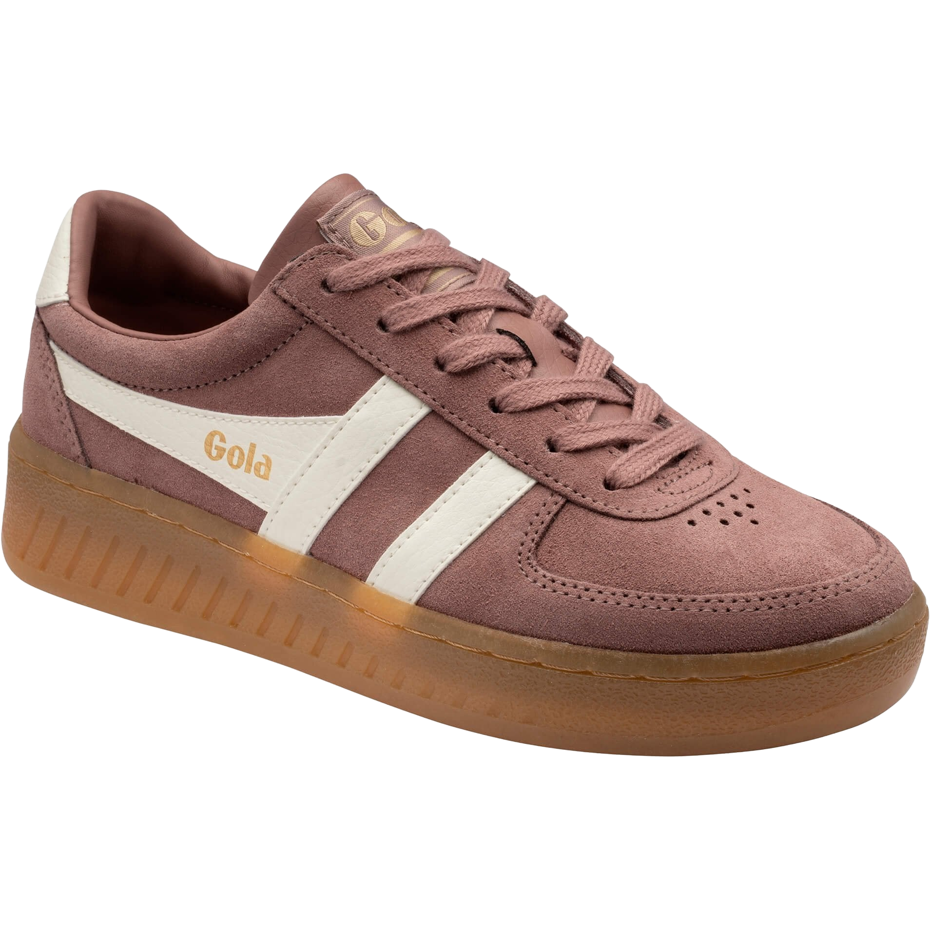 GOLA Classics Women's Grandslam Suede in Brownrose/Off White/Gum right front