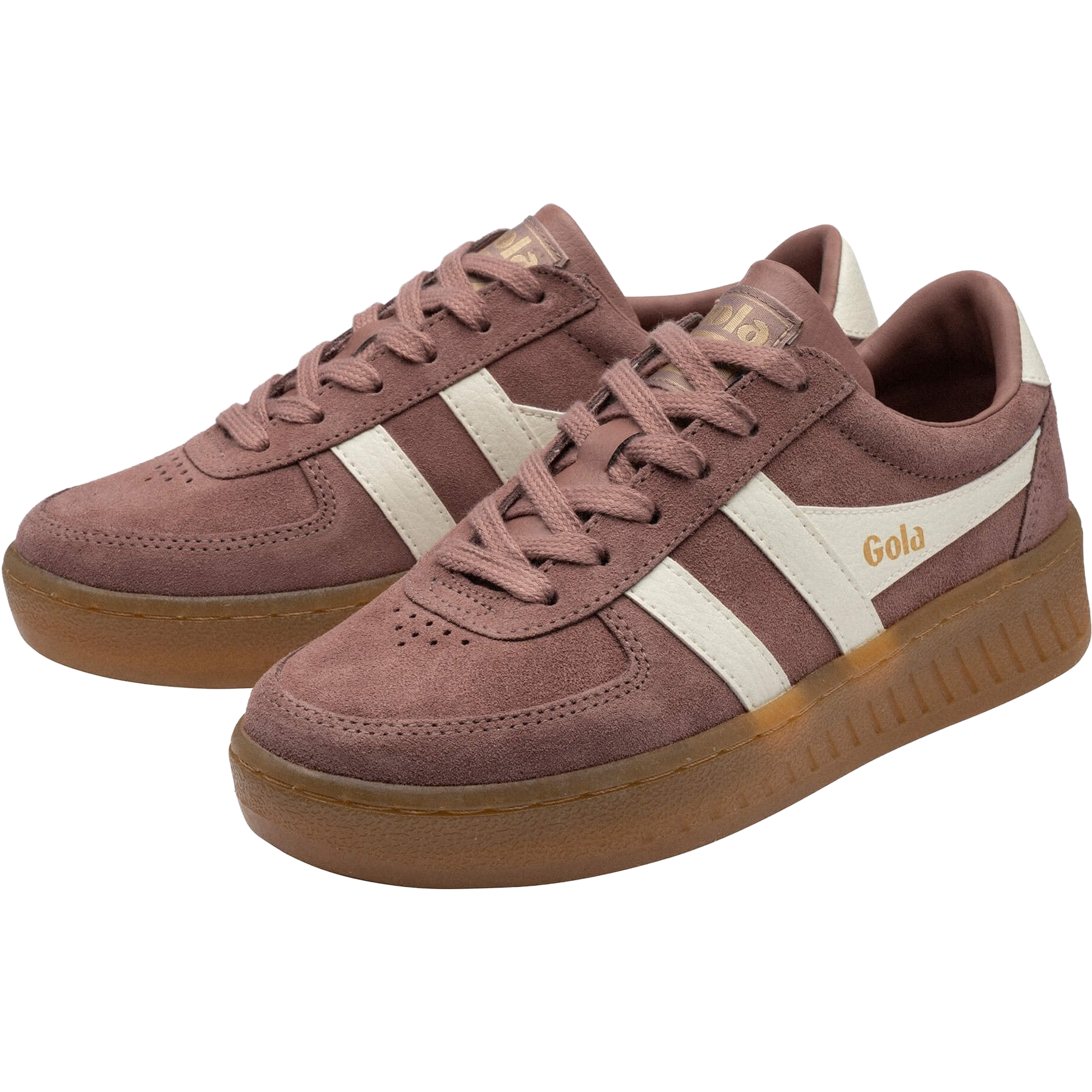 GOLA Classics Women's Grandslam Suede in Brownrose/Off White/Gum pair left