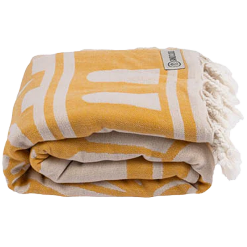 Nippon Daisy Large Beach Towel, Sand Cloud Nippon Daisy Large Beach Towel Large in Natural folded