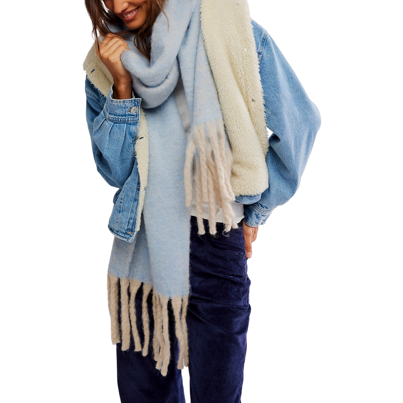 Women's Winter Chill Blanket Scarf, Free People Women's Winter Chill Blanket Scarf in 5413 Blue
