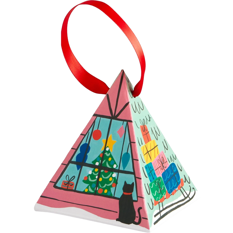 Alpine Cottage 130 Piece Puzzle Ornament, Chronicle Books Alpine Cottage 130 Piece Puzzle Ornament back of package