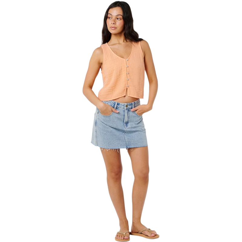 Women's Premium Surf Top, Rip Curl Women's Premium Surf Top in 0798 Papaya front full length