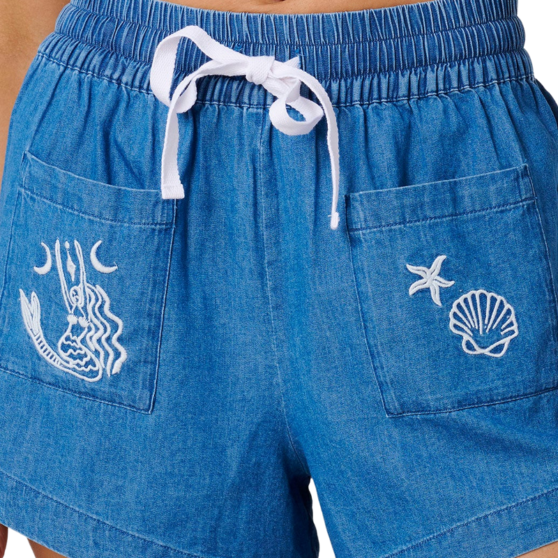 Women's Catalina Island Chambray Short, Rip Curl Women's Catalina Island Chambray Short in 8962 Mid Blue front