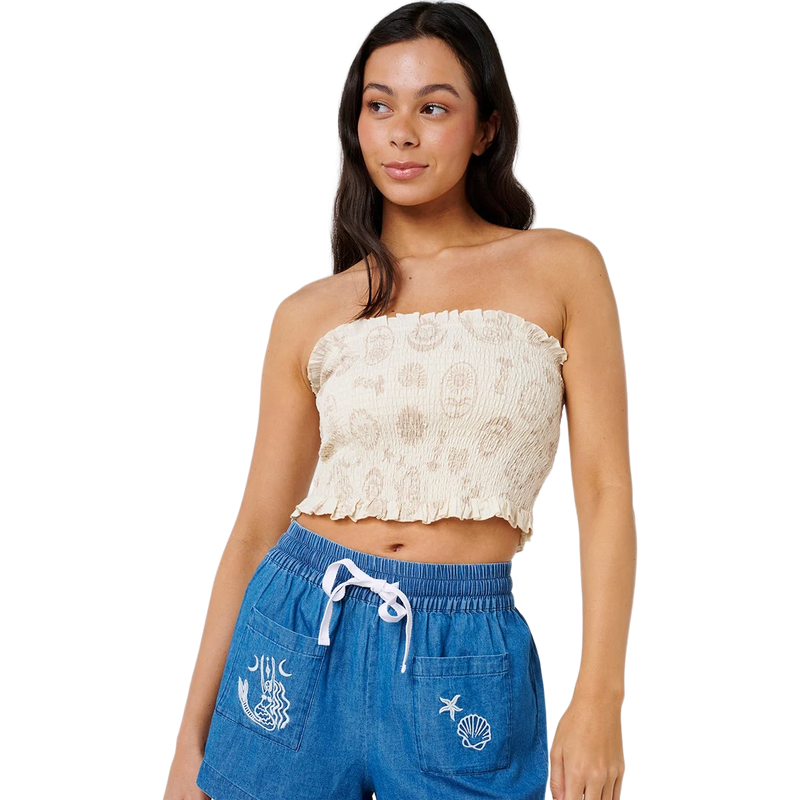 Women's Catalina Island Chambray Short, Rip Curl Women's Catalina Island Chambray Short in 8962 Mid Blue front