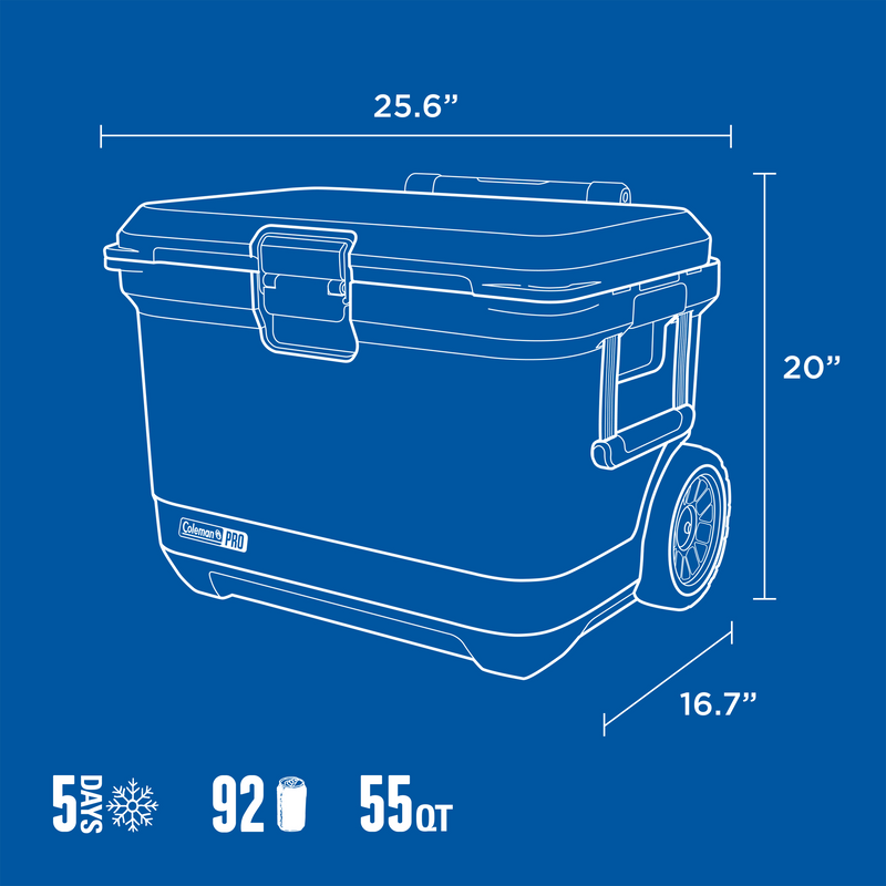 Pro Cooler 55 Quart Wheeled, Coleman Pro Cooler 55 Quart Wheeled Dimensions