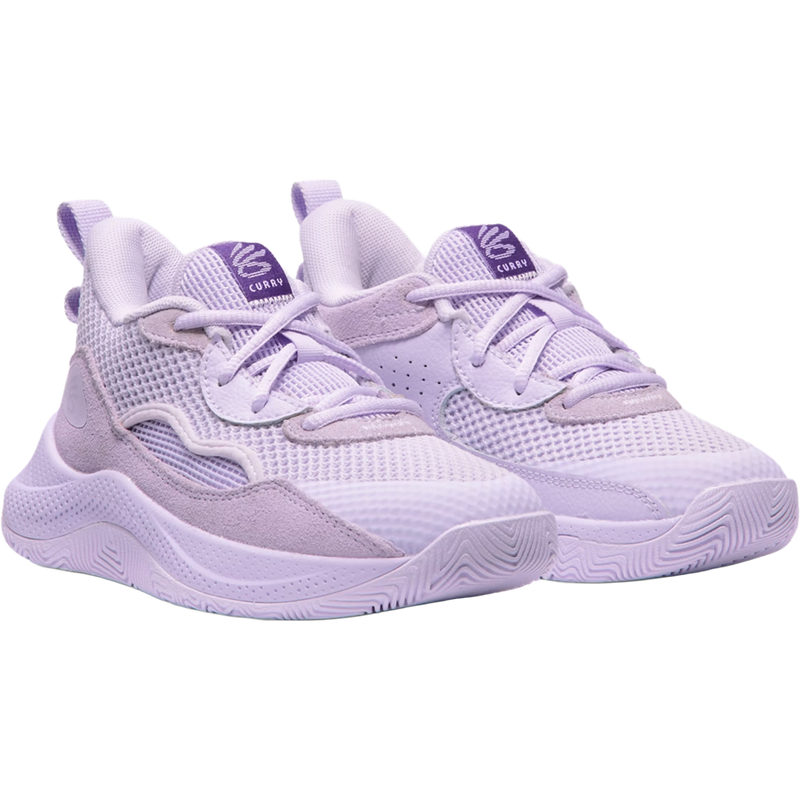 Youth Curry 3Z 24 Suede Preschool, Under Armour Youth Curry 3Z 24 Suede Preschool in Purple pair right front