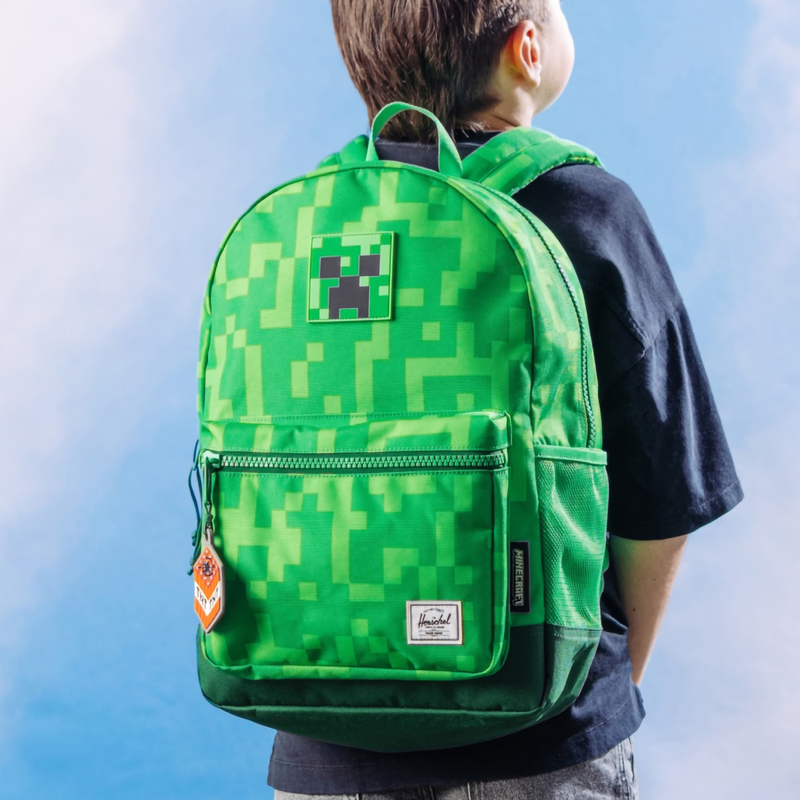 Minecraft Heritage Youth Backpack, Herschel Minecraft Heritage Youth Backpack in Creeper on model
