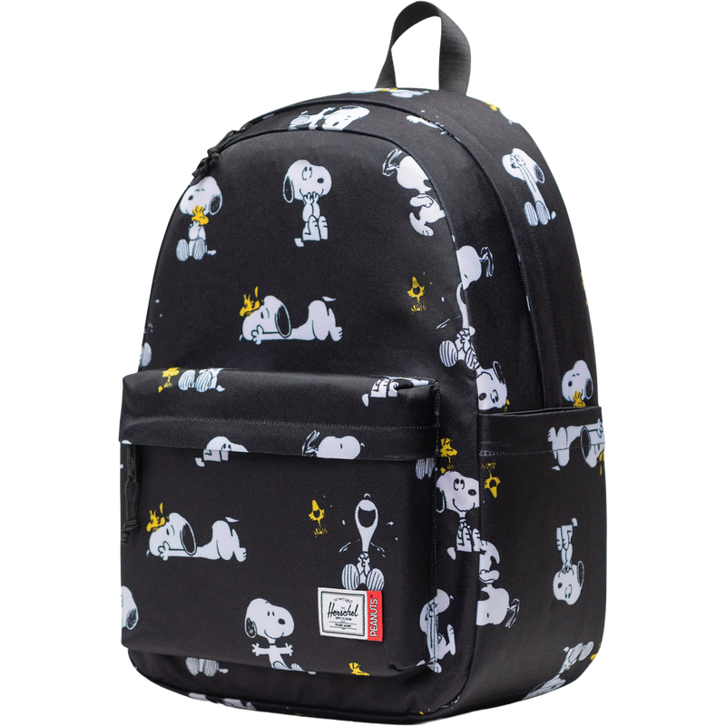 Peanuts Classic Backpack, Herschel Peanuts Classic Backpack in Snoopy and Woodstock Black front right
