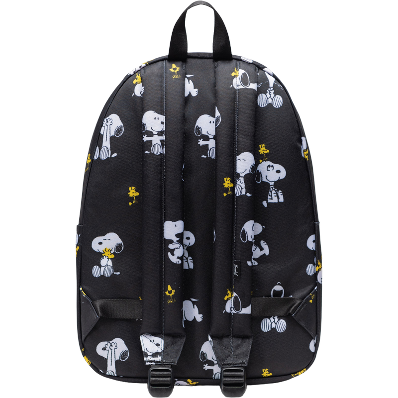 Peanuts Classic Backpack, Herschel Peanuts Classic Backpack in Snoopy and Woodstock Black shoulder straps