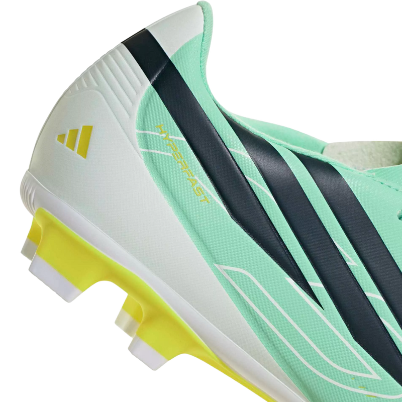 F50 Hyperfast Club FG/MG, Adidas F50 Hyperfast Club FG/MG in Pulse Mint/Night Navy/Solar Lemon heel