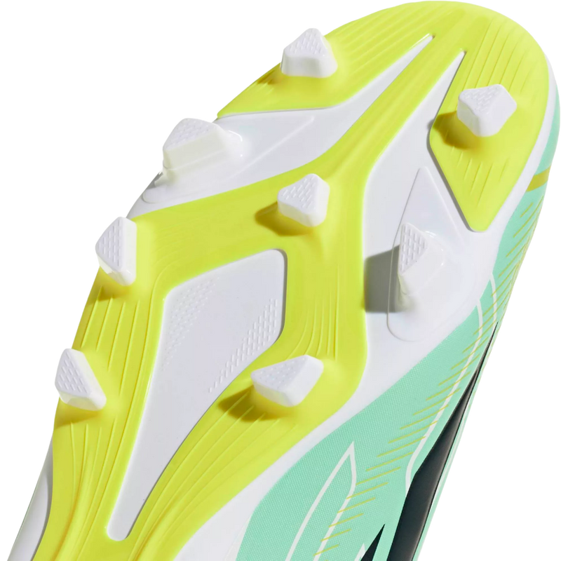 F50 Hyperfast Club FG/MG, Adidas F50 Hyperfast Club FG/MG in Pulse Mint/Night Navy/Solar Lemon bottom toe