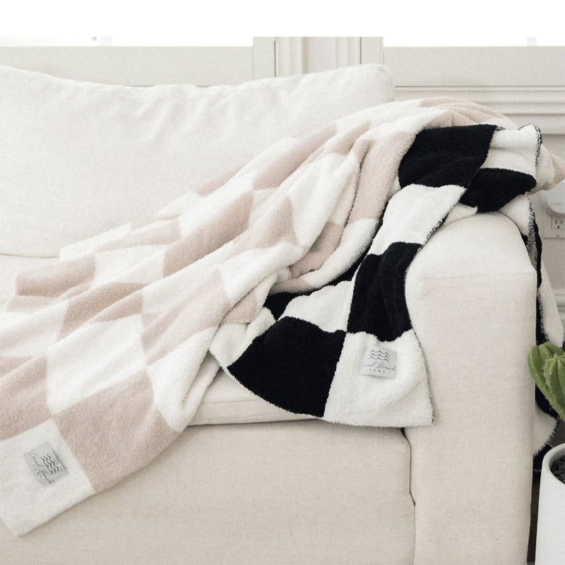 Checker Luxe Home Blanket, Local Beach Checker Luxe Home Blanket on couch