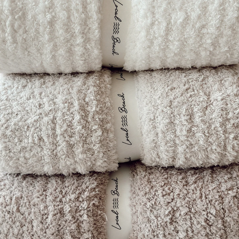 Solid Ribbed Luxe Home Blanket, Local Beach Solid Ribbed Luxe Home Blanket folded