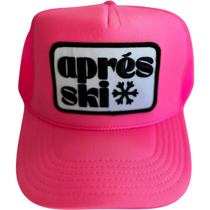 Local Beach Apres Ski Patch Trucker Hat in Neon Pink