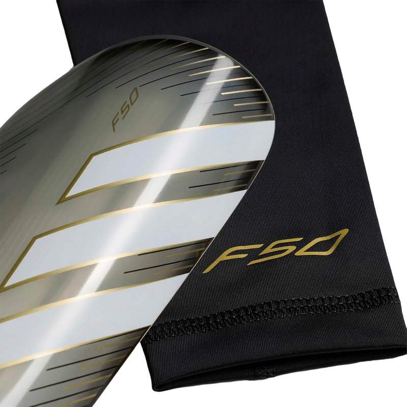 F50 League Shin Guard, Adidas F50 League Shin Guard in Black/White close up