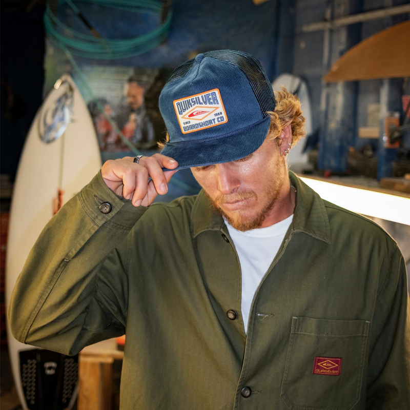 Begnning Hat, Quicksilver Beginning Hat in Quiet Harbor on model