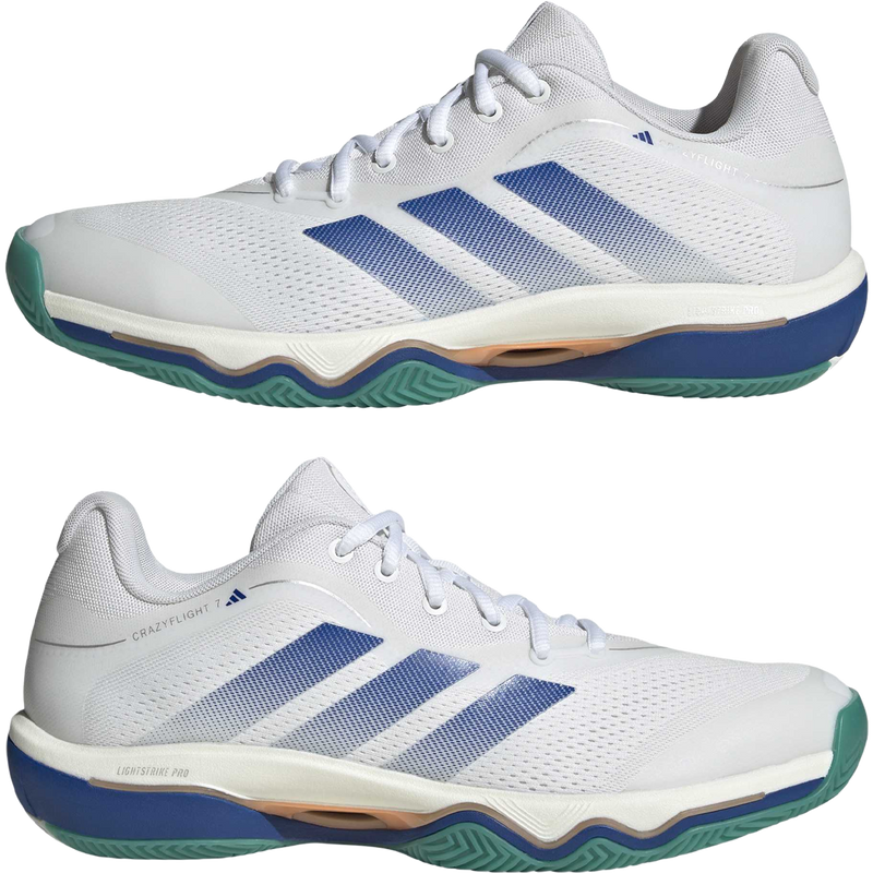 Men's Crazyflight 7, Men's Adidas Crazyflight 7 in Equipment Green/White/Royal Blue mirrored pair