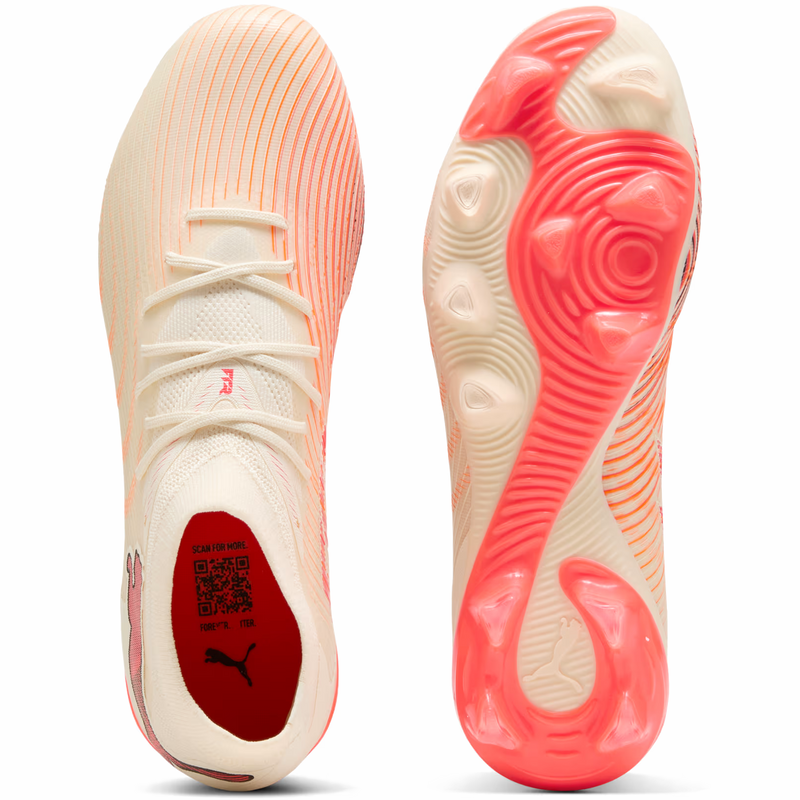 Women's Future 9 Match FG/AG, Puma Women's Future 9 Match FG/AG in 01-Sugared Almond/White/Ultra Red/Black top and bottom
