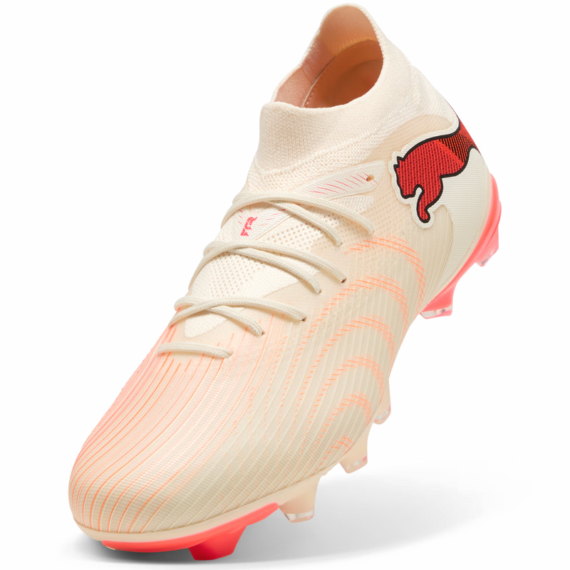 Women's Future 9 Match FG/AG, Puma Women's Future 9 Match FG/AG in 01-Sugared Almond/White/Ultra Red/Black front left top