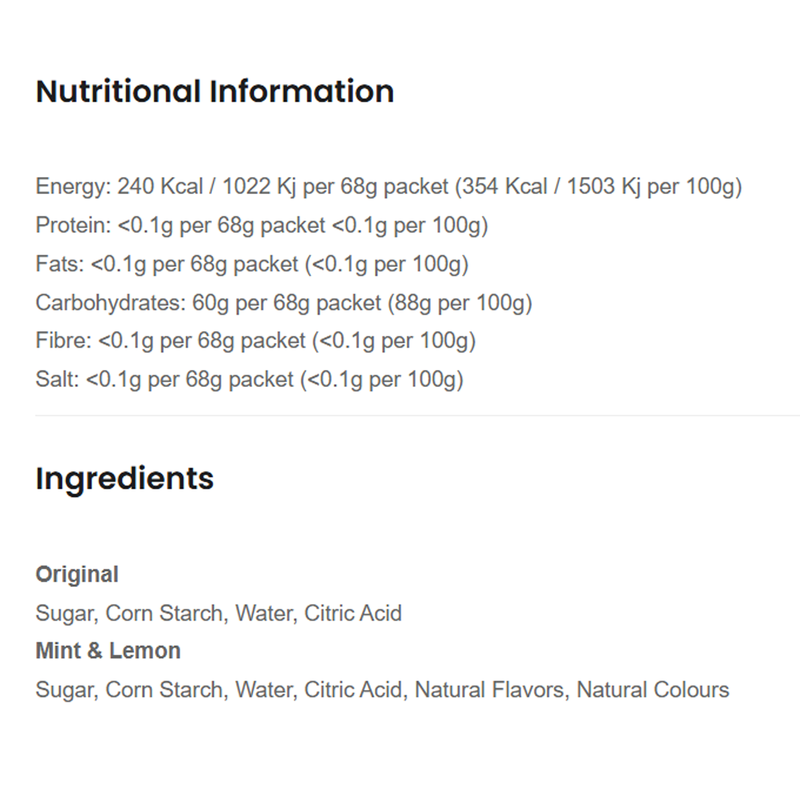 PF 60 Chew Bar, Precision Fuel and Hydration PF 60 Chew Bar Nutrition Facts