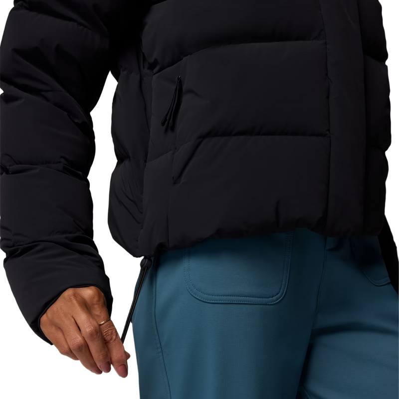 Women's Amaze Puff Hooded Jacket, Columbia Women's Amaze Puff Hooded Jacket in Black with bungee detail