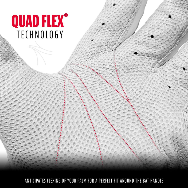 Youth CFX Pro Series Batting Gloves, Franklin Sports Youth CFX Pro Series Batting Gloves in White quad flex technology