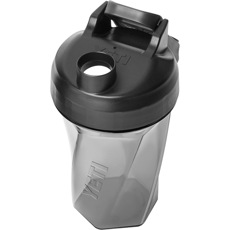 Yonder 20 oz Shaker Bottle, Yeti Yonder 20 oz Shaker Bottle in Charcoal top front lid open