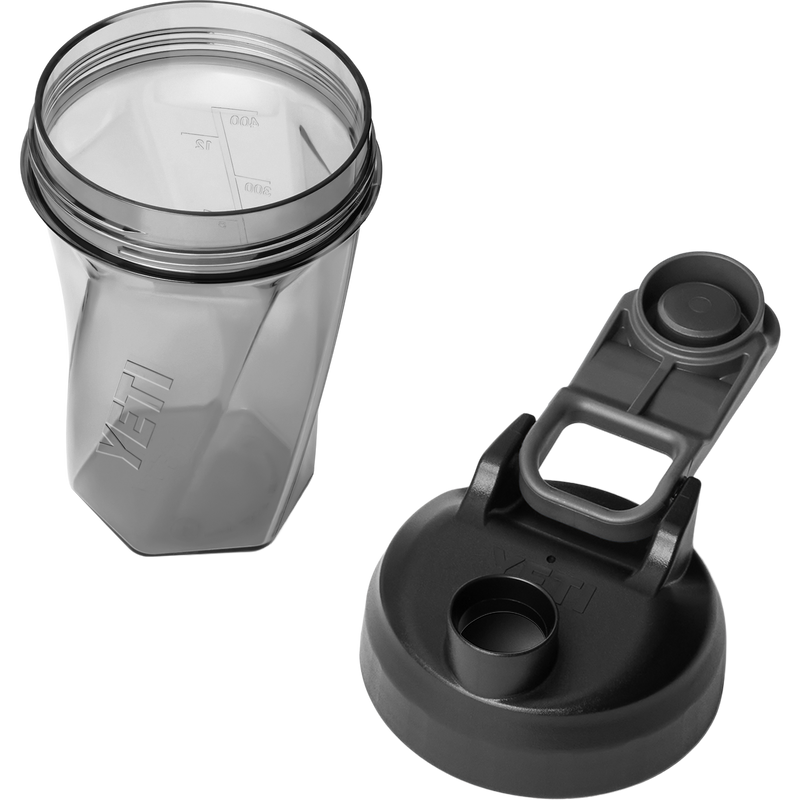 Yonder 20 oz Shaker Bottle, Yeti Yonder 20 oz Shaker Bottle in Charcoal top removed