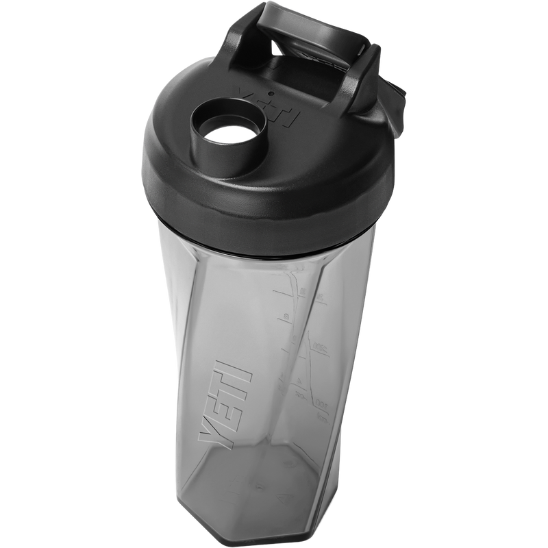 Yonder 27 oz Shaker Bottle, Yeti Yonder 27 oz Shaker Bottle in Charcoal top front lid open