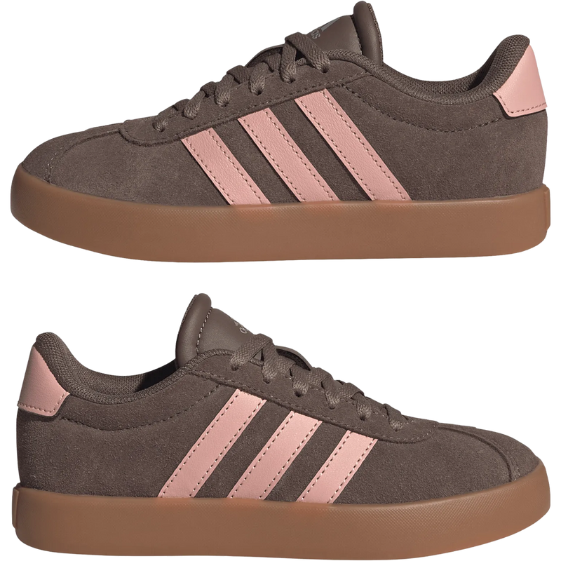 Youth VL Court 3.0, Adidas Youth VL Court 3.0 in Earth Strata Semi Frozen Turbo Amber Gum lateral view side by side